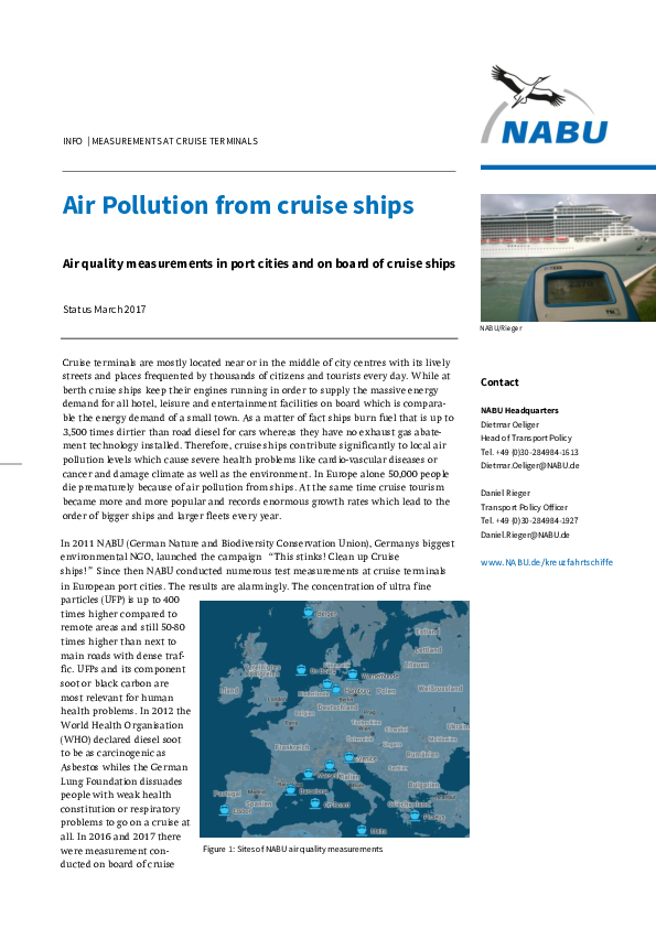 (PDF) Air pollution from cruise ships