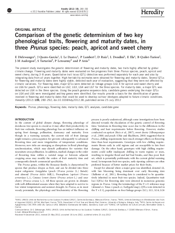 (PDF) Comparison of the genetic determinism of two key phenological ...