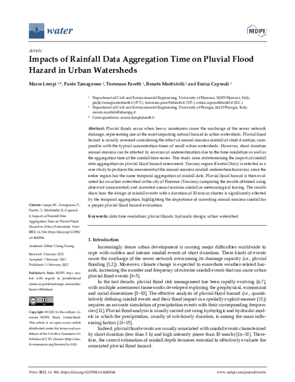 (PDF) Impacts of Rainfall Data Aggregation Time on Pluvial Flood Hazard ...