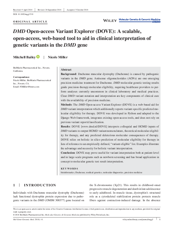 (PDF) DMD Open-access Variant Explorer (DOVE): A scalable, open-access ...