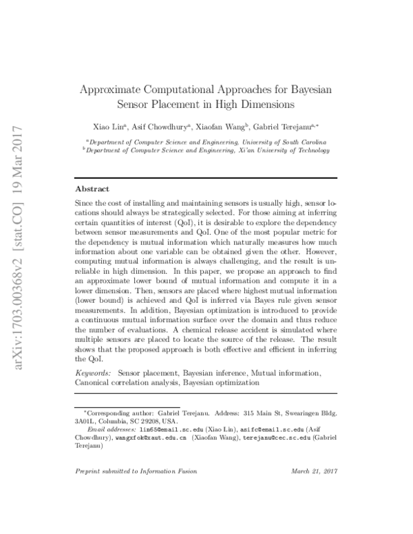 (PDF) Approximate computational approaches for Bayesian sensor ...