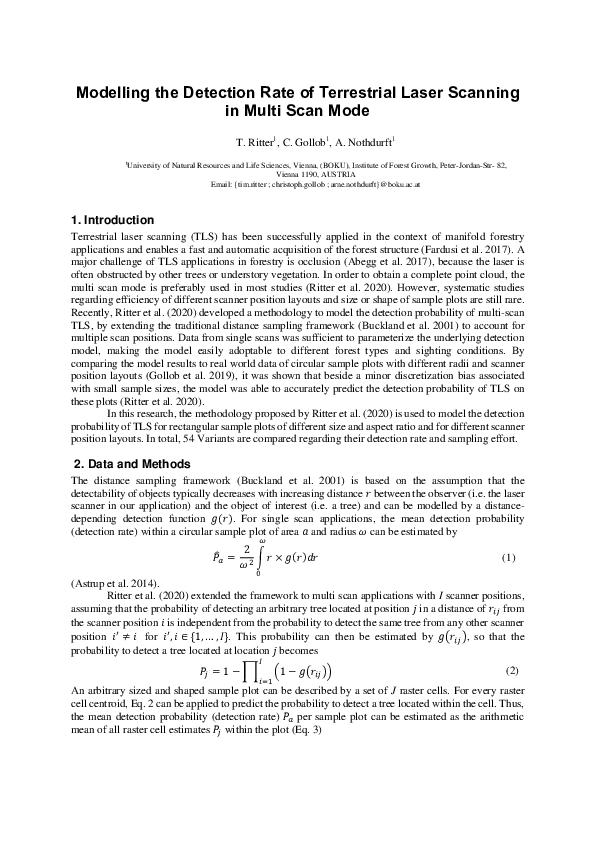 (PDF) Modelling the Detection Rate of Terrestrial Laser Scanning in ...