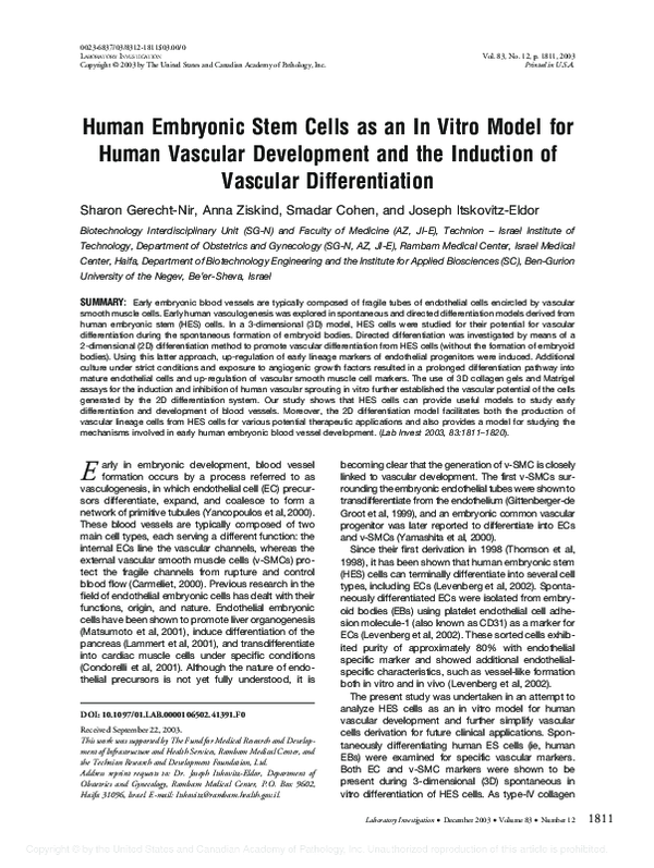 (PDF) Human Embryonic Stem Cells as an In Vitro Model for Human ...