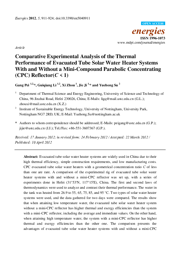 (PDF) Comparative Experimental Analysis of the Thermal Performance of ...