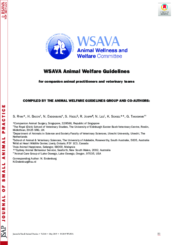 (PDF) WSAVA Animal Welfare Guidelines Heather Bacon Academia.edu
