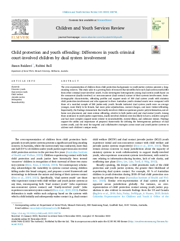 (PDF) Child protection and youth offending: Differences in youth ...