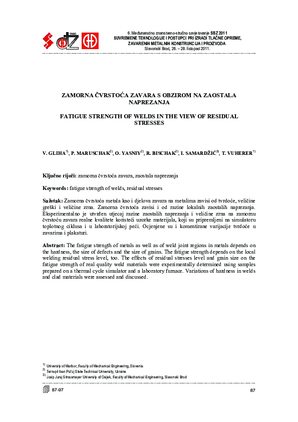 (PDF) Fatigue Strength of Welds in the View of Residual Stresses