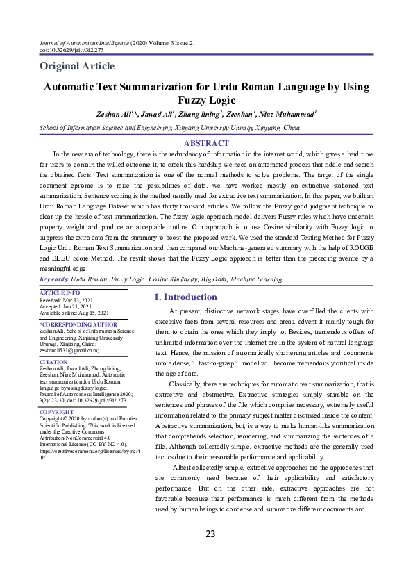 (PDF) Automatic Text Summarization for Urdu Roman Language by Using ...