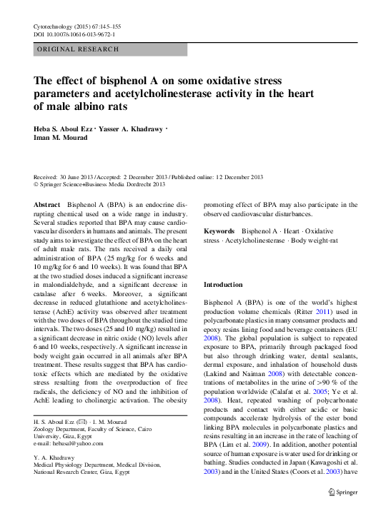 (PDF) The effect of bisphenol A on some oxidative stress parameters and ...