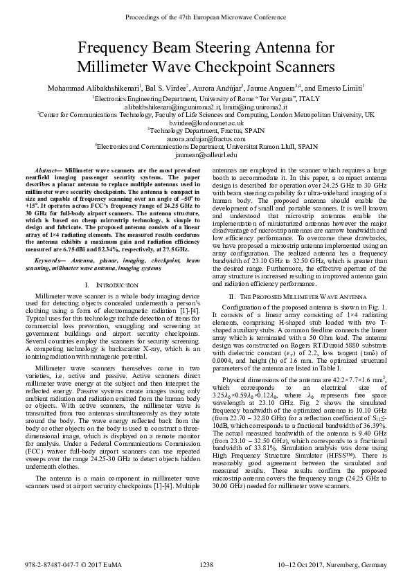 (PDF) Frequency beam steering antenna for millimeter wave checkpoint ...