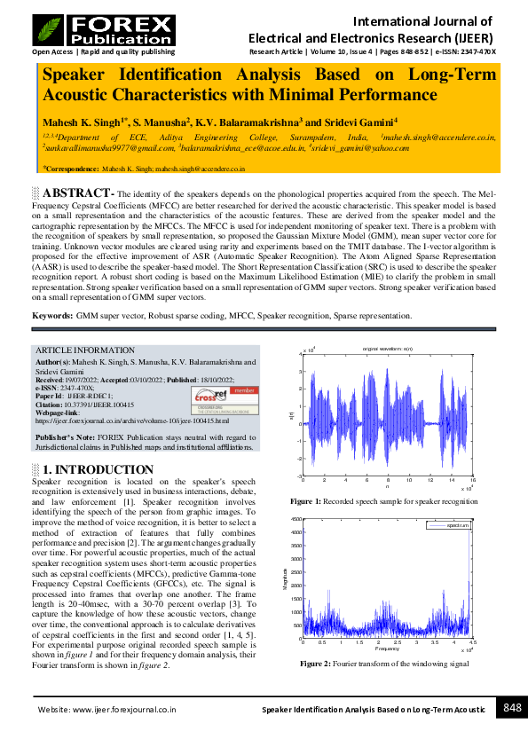 (PDF) Speaker Identification Analysis Based on Long-Term Acoustic ...