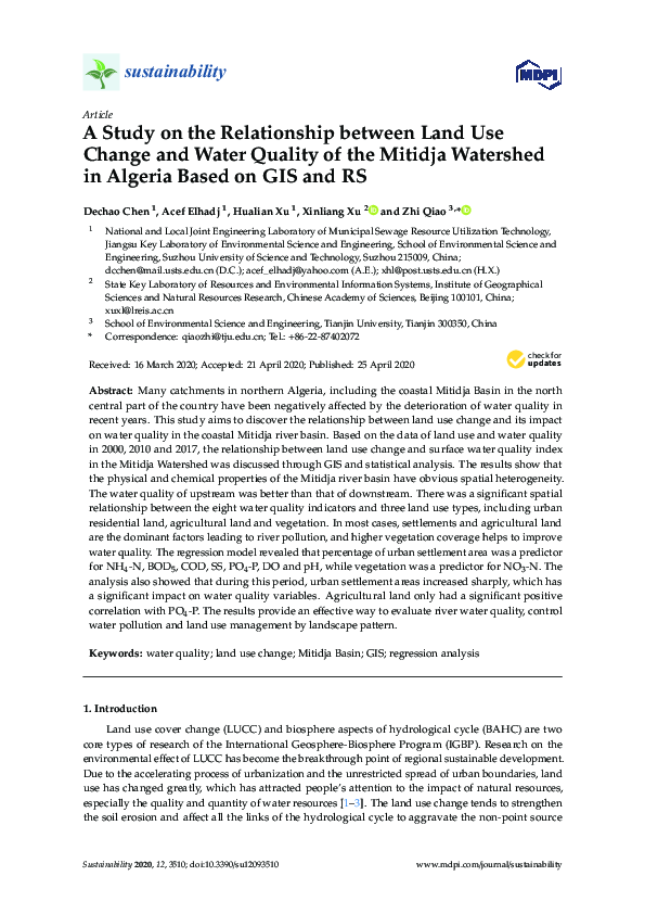 (PDF) A Study on the Relationship between Land Use Change and Water ...