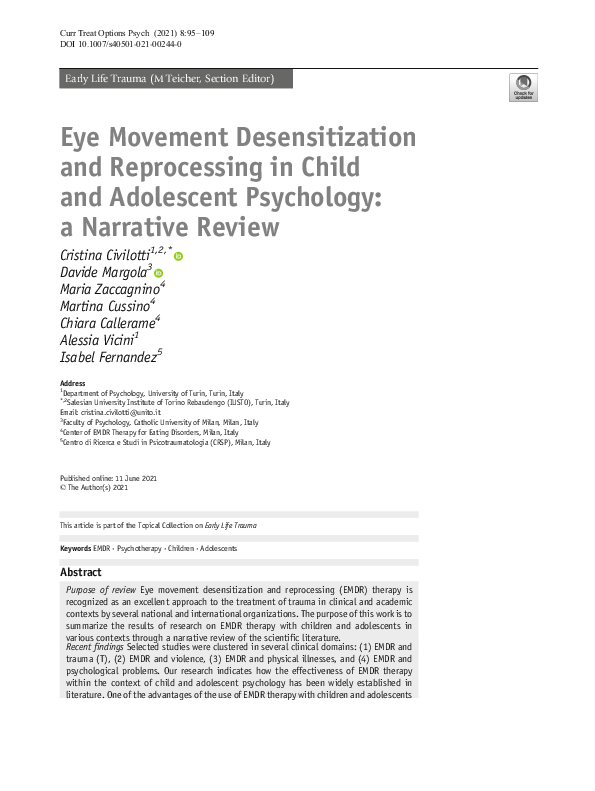 (PDF) Eye Movement Desensitization and Reprocessing in Child and ...