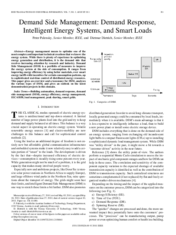 (PDF) Demand Side Management: Demand Response, Intelligent Energy ...