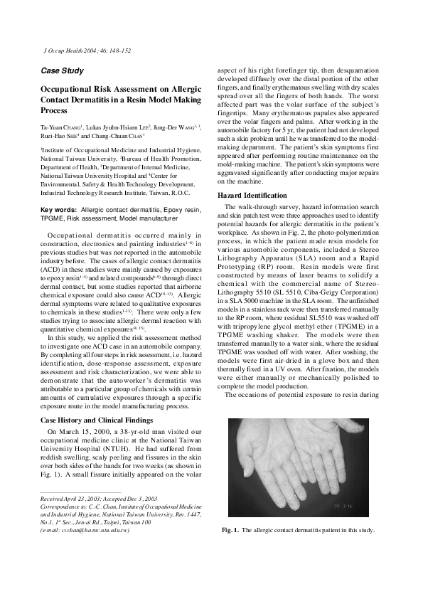 (PDF) Occupational Risk Assessment on Allergic Contact Dermatitis in a ...