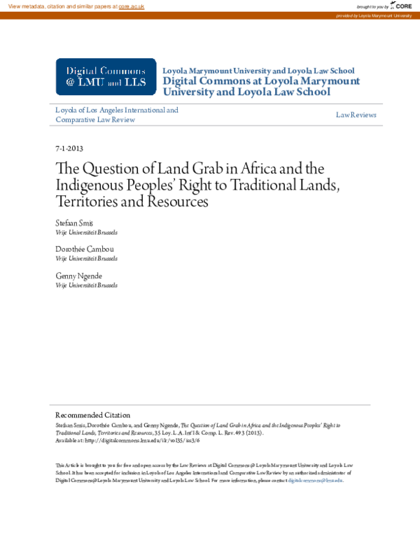 (PDF) The Question of Land Grab in Africa and the Indigenous Peoples ...