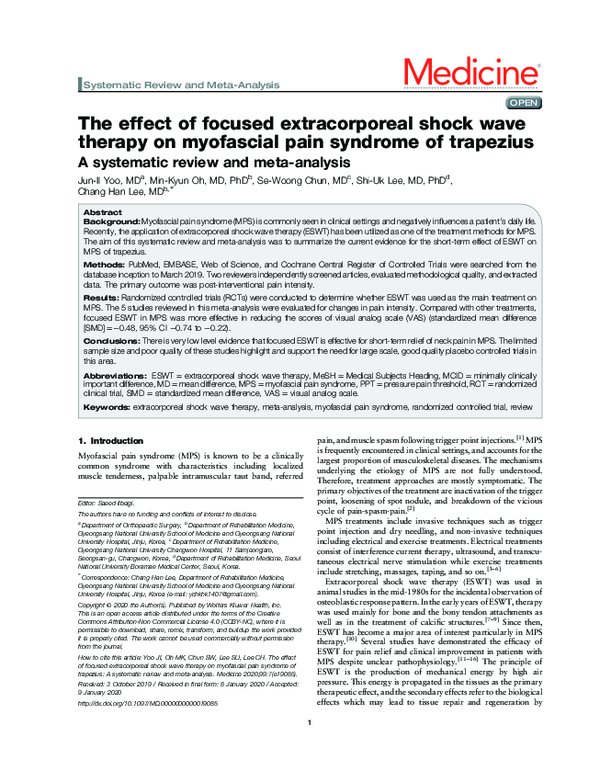 (PDF) The effect of focused extracorporeal shock wave therapy on ...