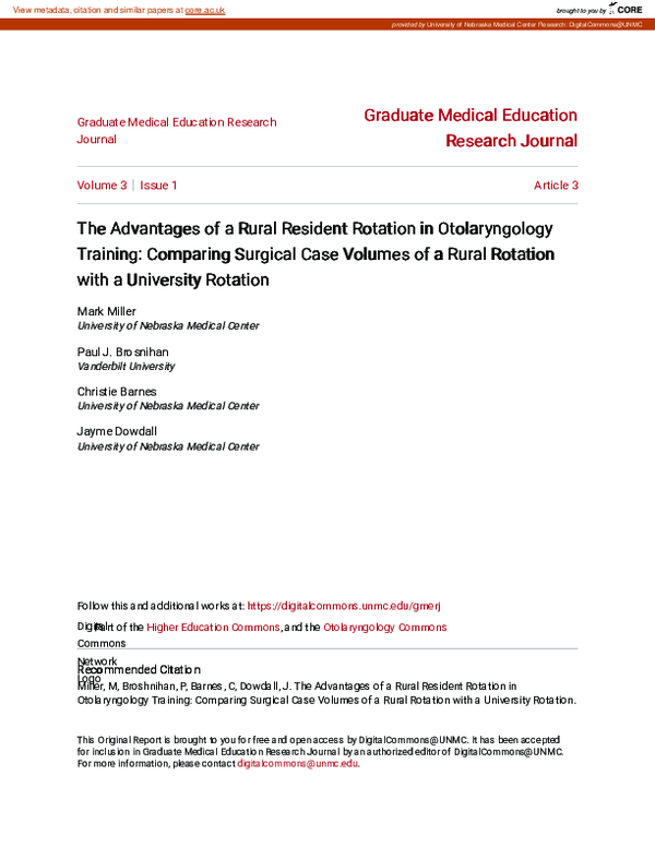 (PDF) The Advantages of a Rural Resident Rotation in Otolaryngology ...