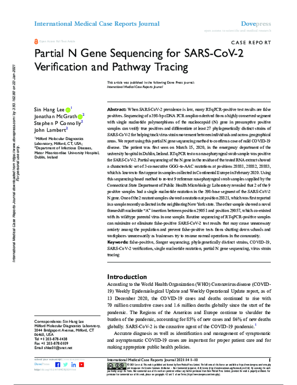(PDF) Partial N Gene Sequencing for SARS-CoV-2 Verification and Pathway ...