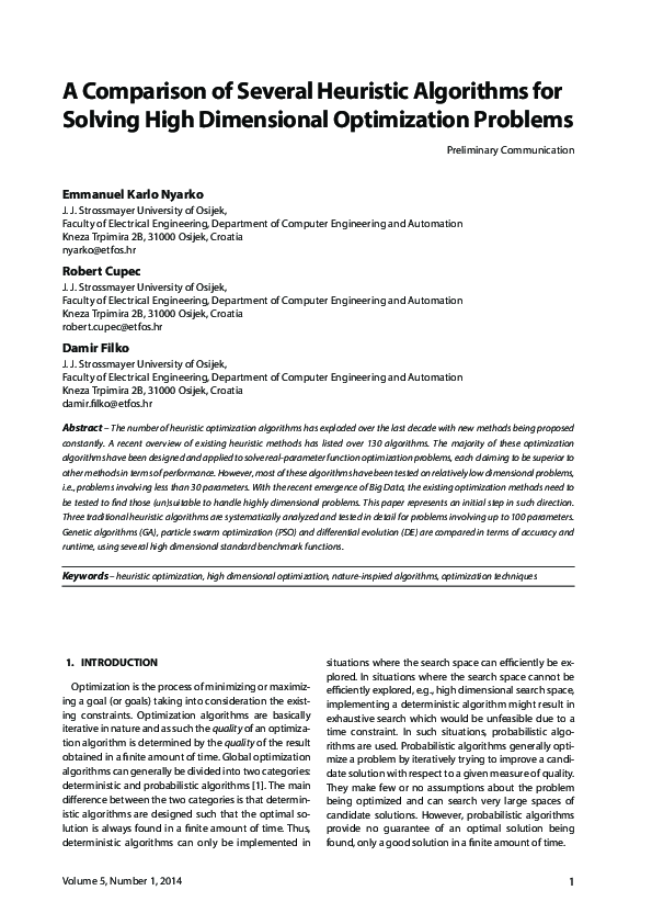 (PDF) A Comparison of Several Heuristic Algorithms for Solving High ...