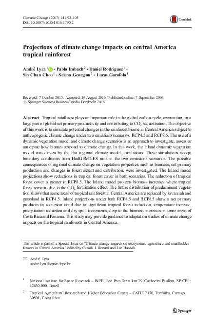 (PDF) Projections of climate change impacts on central America tropical ...