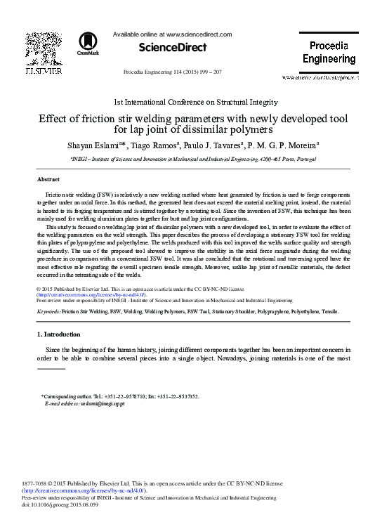 (PDF) Effect of Friction Stir Welding Parameters with Newly Developed ...