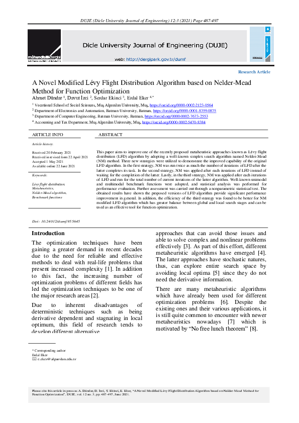 (PDF) Improved Lévy Flight Distribution Algorithm Using Nelder-Mead