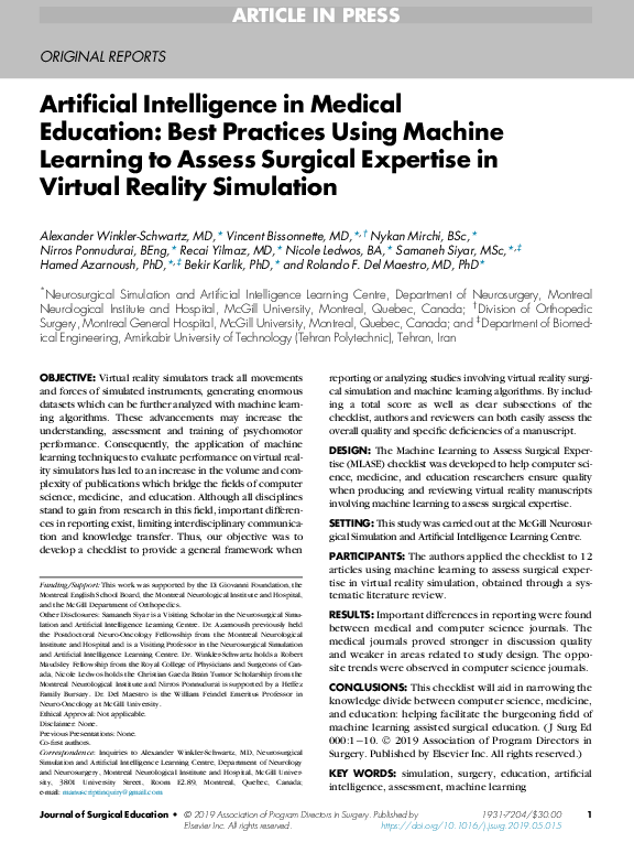 (PDF) Artificial Intelligence in Medical Education: Best Practices ...