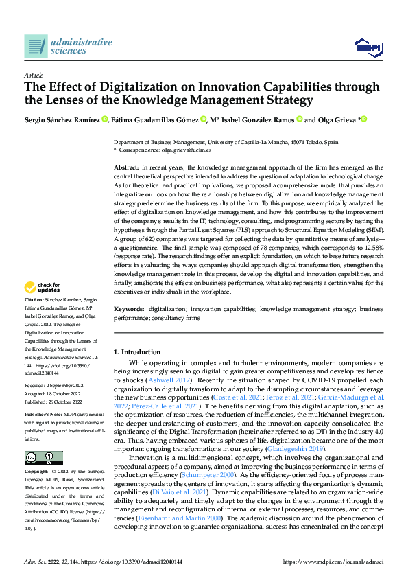 (PDF) The Effect of Digitalization on Innovation Capabilities through ...