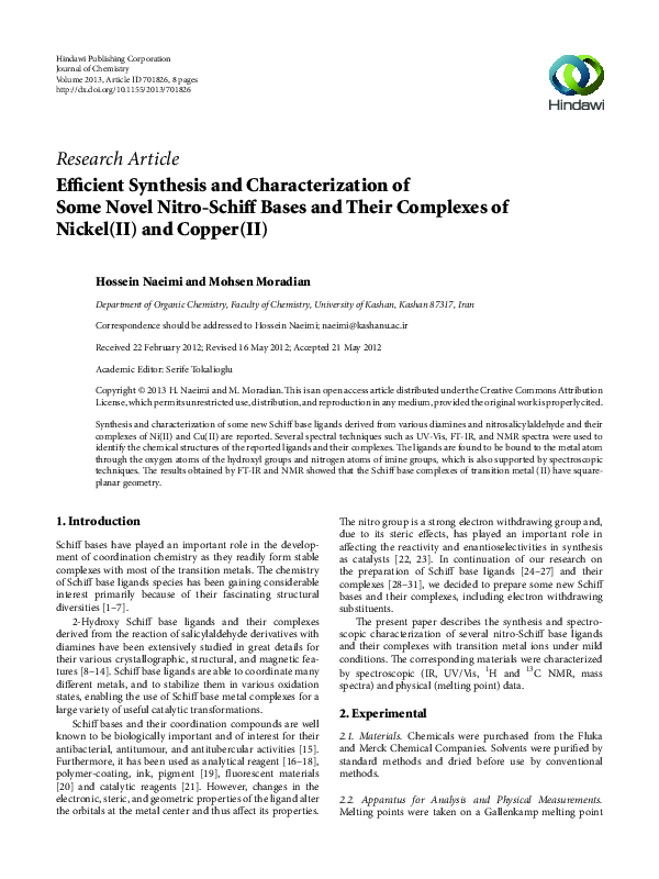 (PDF) Efficient Synthesis and Characterization of Some Novel Nitro ...