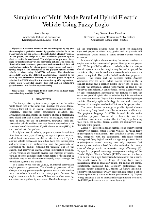 (PDF) Simulation of multi-mode parallel hybrid electric vehicle using ...