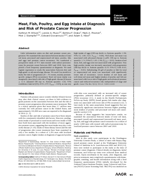 (PDF) Meat, Fish, Poultry, and Egg Intake at Diagnosis and Risk of ...