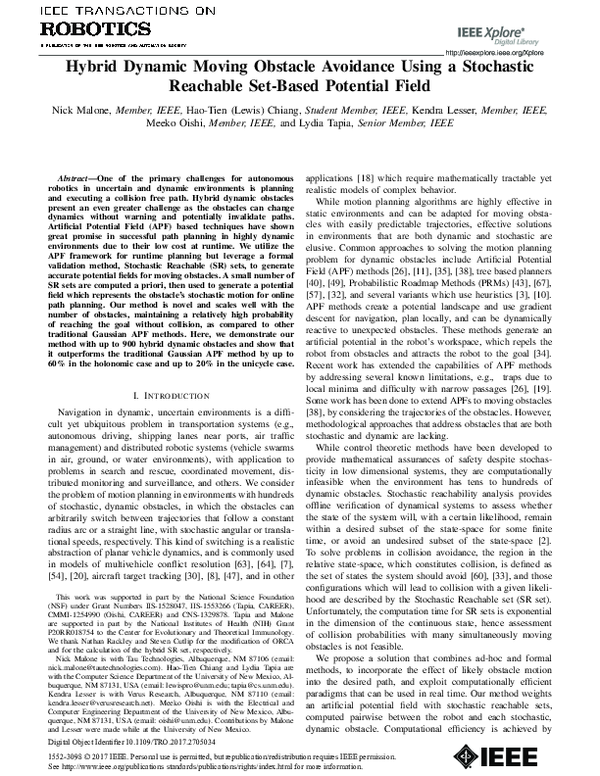(PDF) Hybrid Dynamic Moving Obstacle Avoidance Using a Stochastic ...