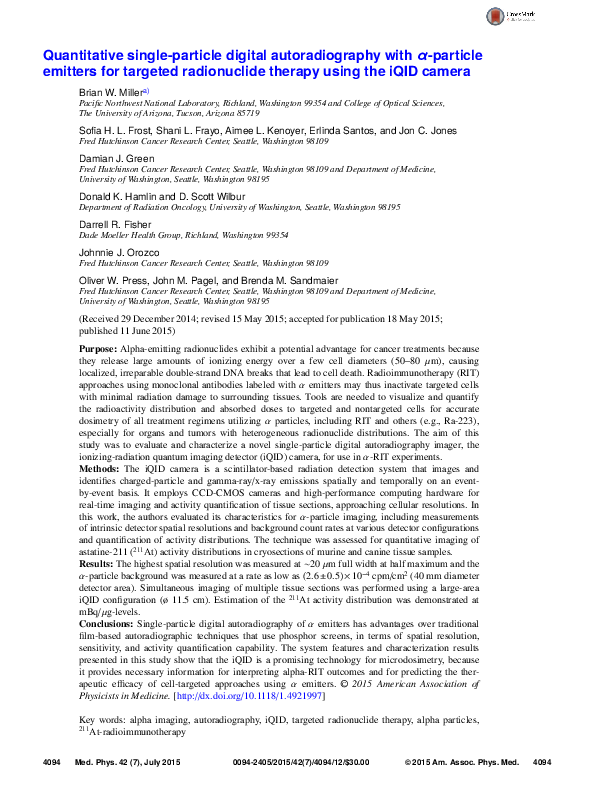 (PDF) Quantitative single-particle digital autoradiography withα ...