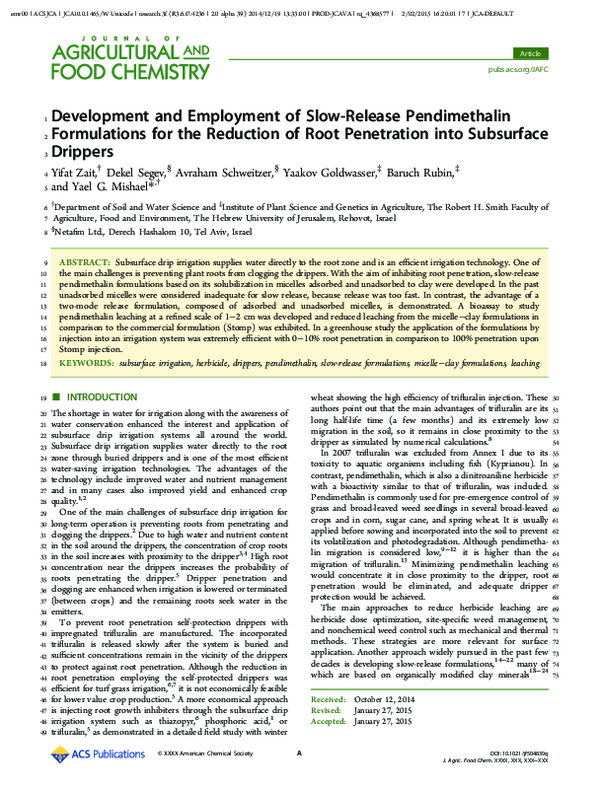 (PDF) Formulations for the Reduction of Root Penetration into Subsurface