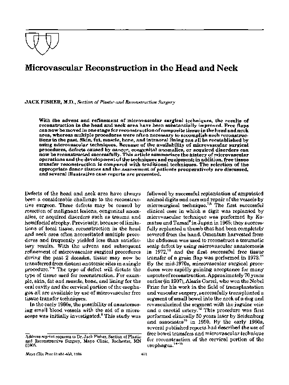 (PDF) Microvascular Reconstruction in the Head and Neck