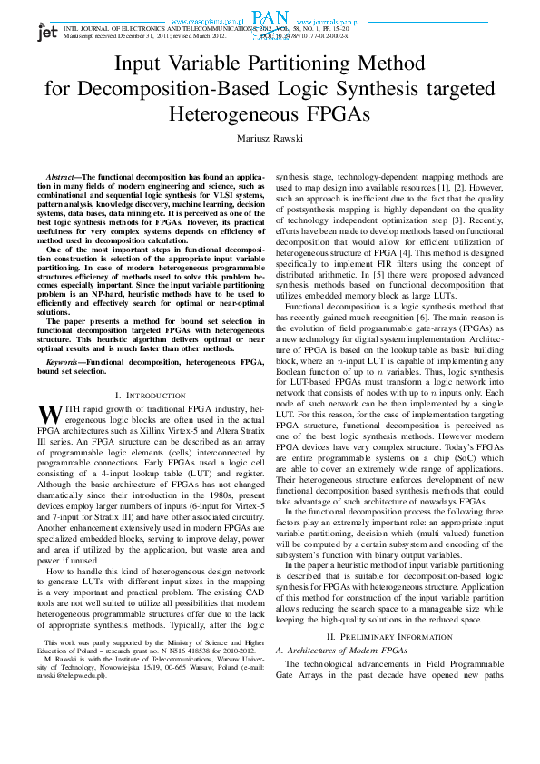 (PDF) Input variable partitioning method for decomposition-based logic ...