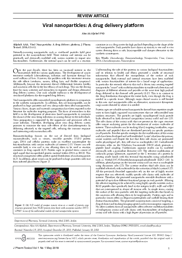 (PDF) Viral nanoparticles: A drug delivery platform