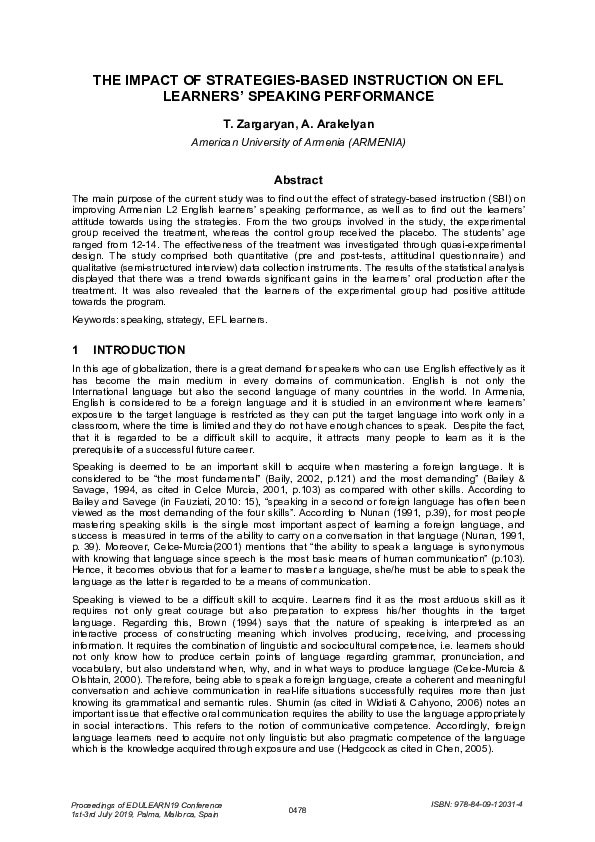 (PDF) The Impact of Strategies-Based Instruction on Efl Learners ...