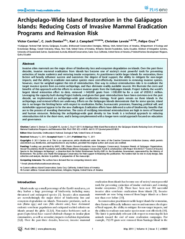 (PDF) Archipelago-Wide Island Restoration in the Galápagos Islands ...