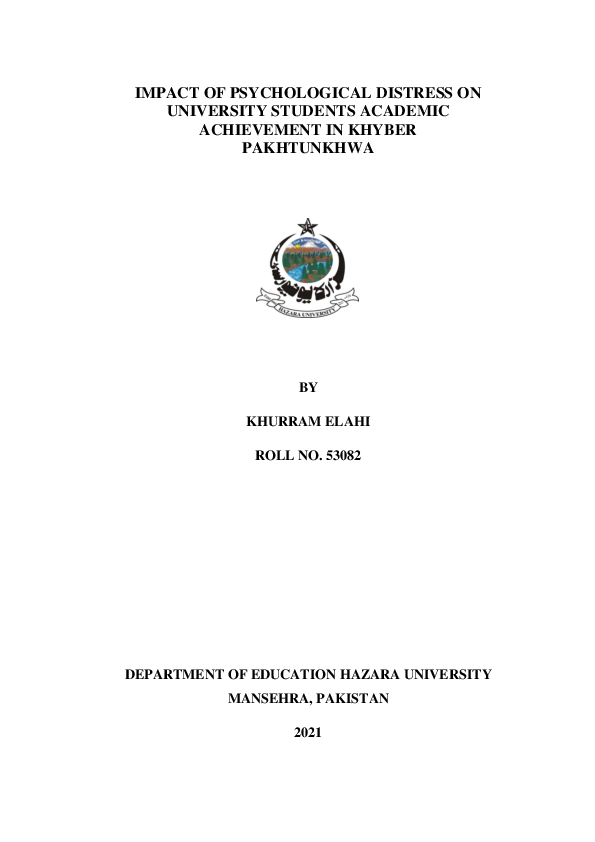 (PDF) IMPACT OF PSYCHOLOGICAL DISTRESS ON UNIVERSITY STUDENTS ACADEMIC ...