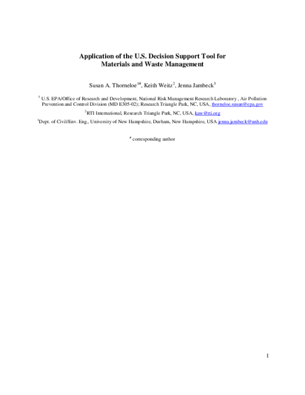 (PDF) Application of the US decision support tool for materials and ...