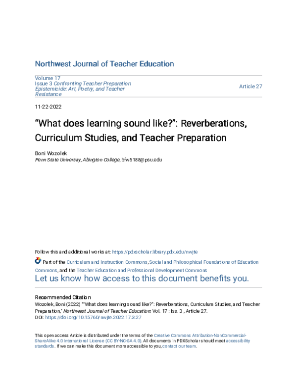 (PDF) “What does learning sound like?”: Reverberations, Curriculum ...