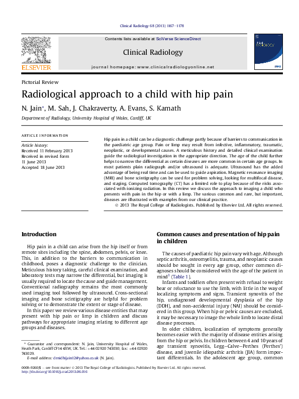 (PDF) Radiological approach to a child with hip pain