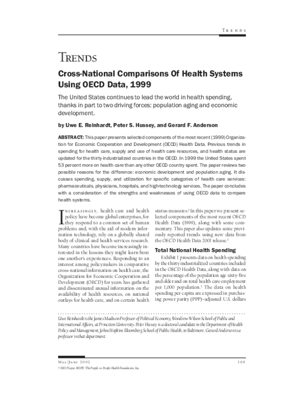 (PDF) CrossNational Comparisons Of Health Systems Using OECD Data