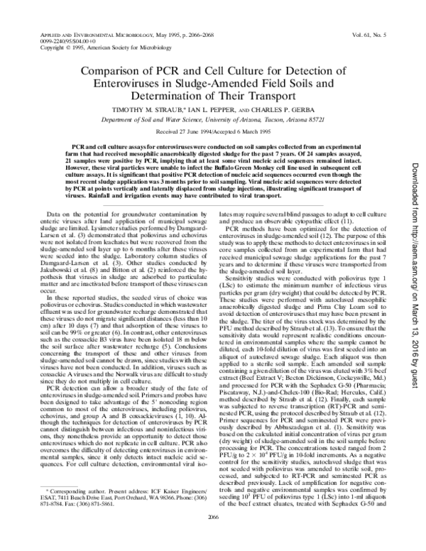 (PDF) Comparison of PCR and cell culture for detection of enteroviruses ...
