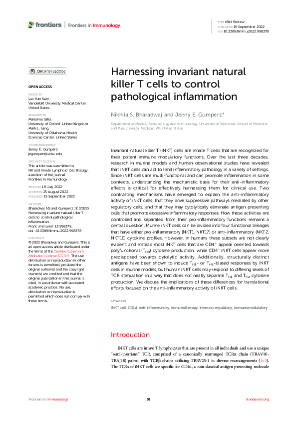 (PDF) Harnessing invariant natural killer T cells to control ...