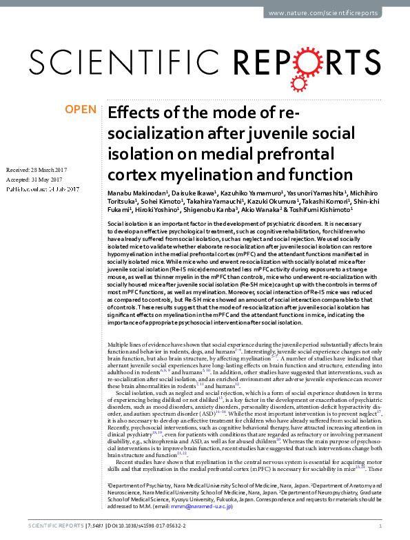 (PDF) Effects of the mode of re-socialization after juvenile social ...