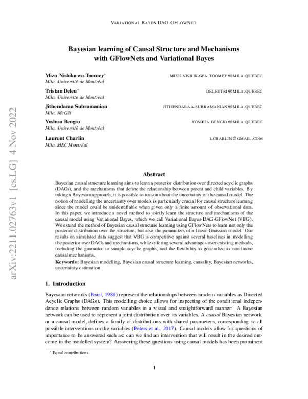 (PDF) Bayesian learning of Causal Structure and Mechanisms with ...