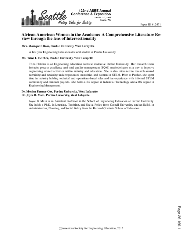 (PDF) African American Women in the Academe: A Comprehensive Literature ...
